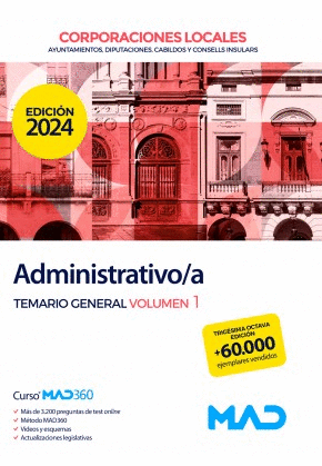 ADMINISTRATIVO/A  AYUNTAMIENTOS TEMARIO 1  DIPUTACIONES Y CORPORACIONES LOCALES.