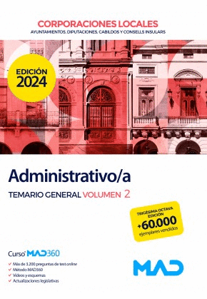 ADMINISTRATIVO/A  AYUNTAMIENTOS TEMARIO 2  DIPUTACIONES Y CORPORACIONES LOCALES.